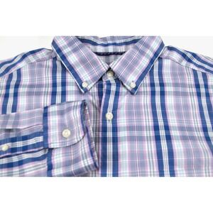 Vineyard Vines On The Go Performance Shirt‎ Mens L Blue Pink Gray & White
